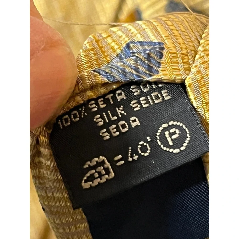 NWT VTG 1980s Ermenegildo Zegna Tie Gold Optical Cube Italian Silk Wide 4in